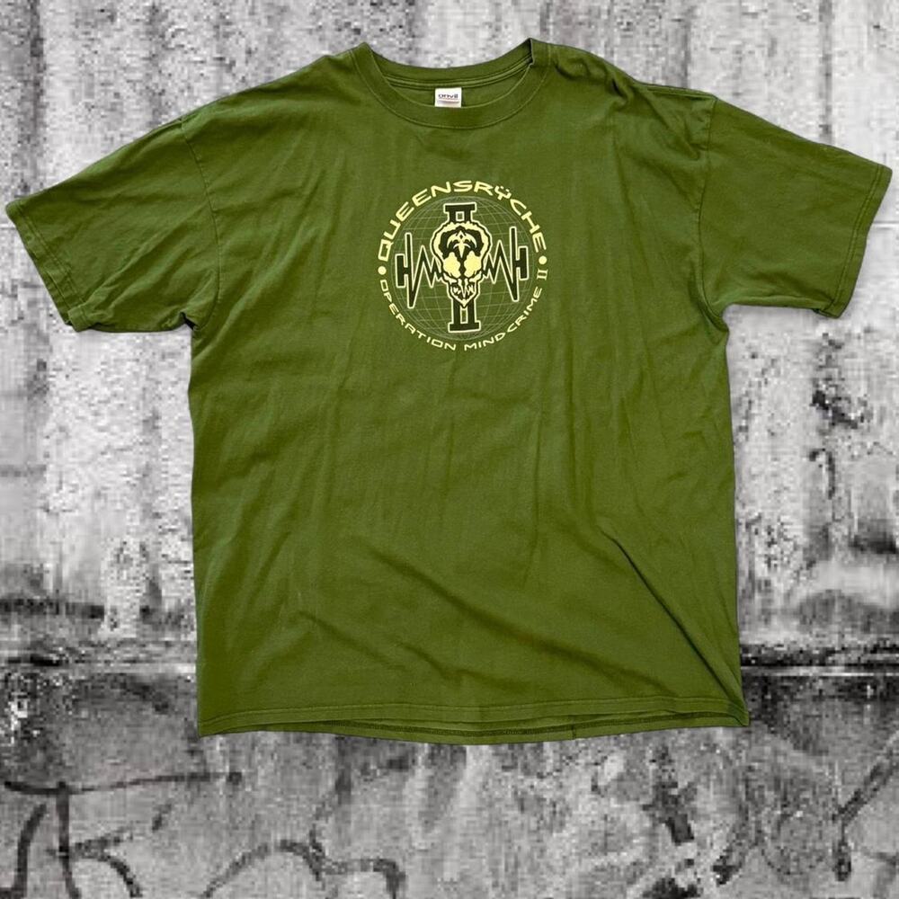 Queensrÿche Operation Mindcrime Tee Vintage Anvil Red Bar Green  Shirt 3XL